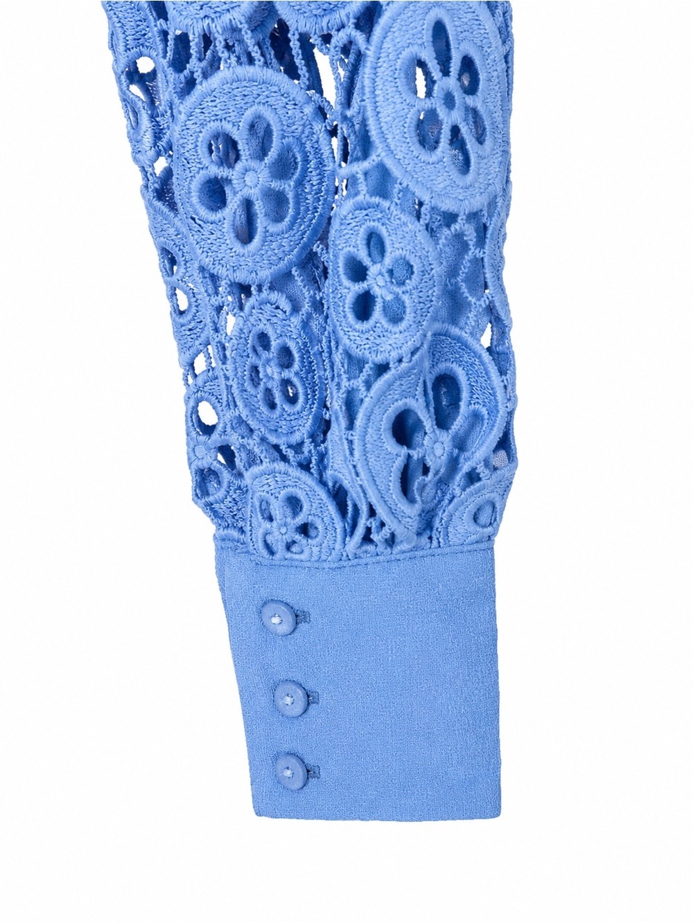 Maje Sky Blue Floral Guipure Lace Romper EU 36 US 4 | Belted Long Sleeve - Picture 9 of 10